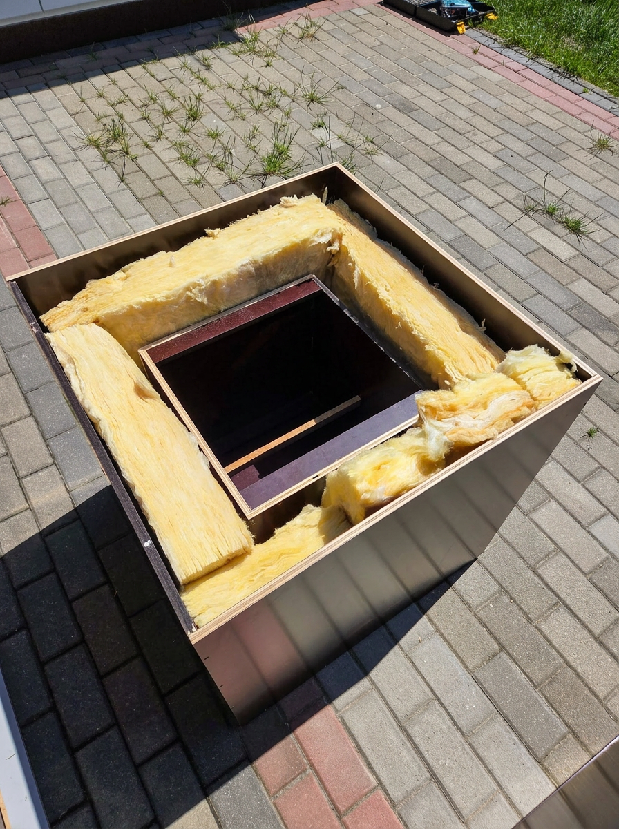 Domek testowy z wełną mineralną 10 cm w przekroju