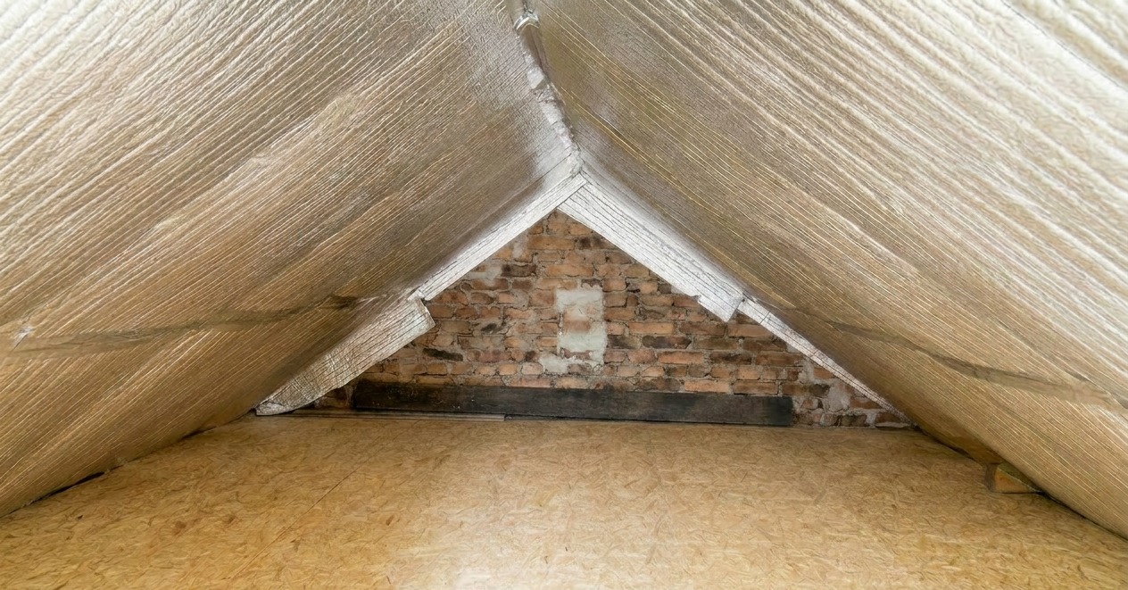 Poddasze domu jednorodzinnego w Bielsku-Białej wyłożone matą refleksyjną GRIZO Thermo+